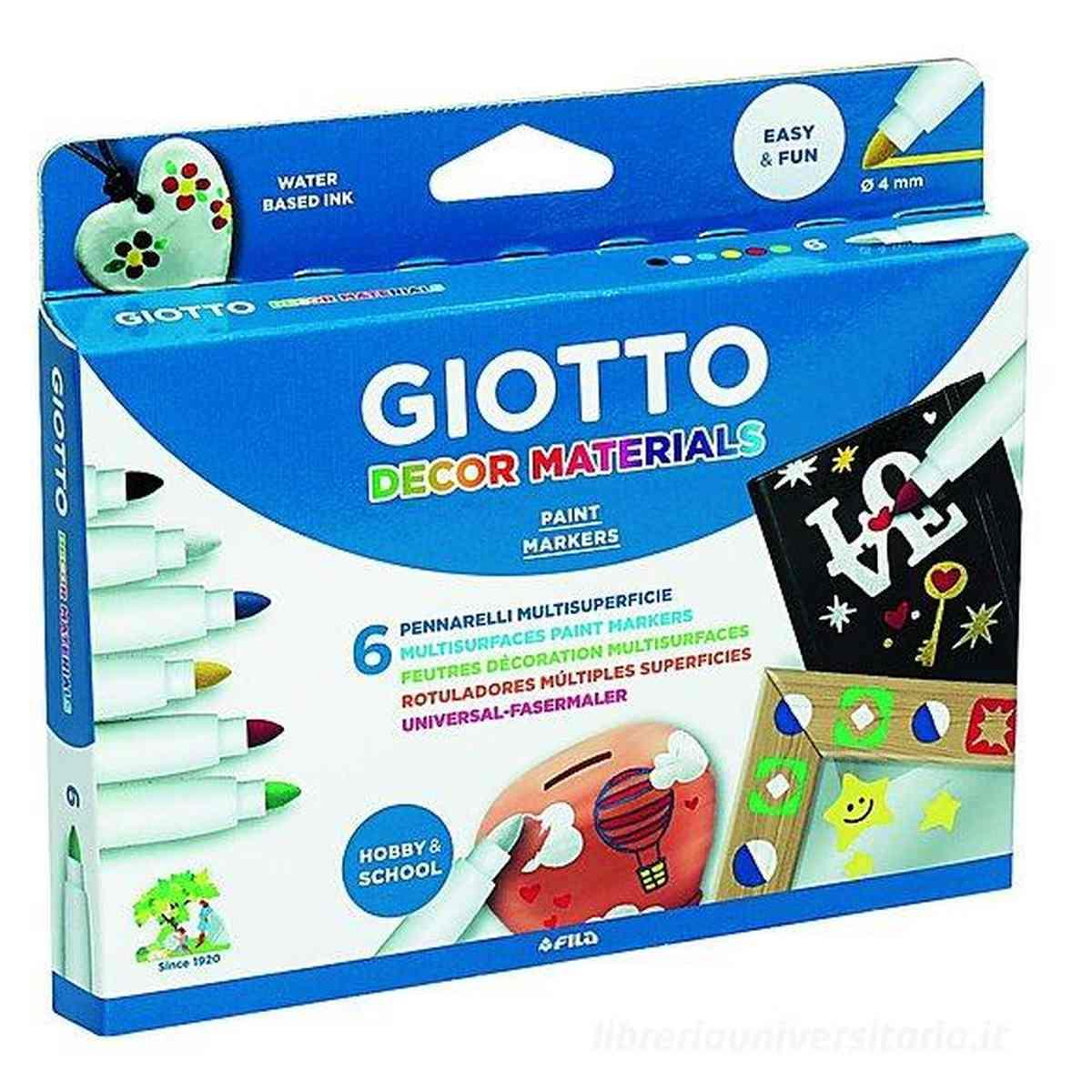 Giotto decor matirials astuccio 6 pennarelli