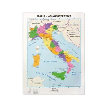 Carta geografica italia fis/pol 21x29.7  cf10