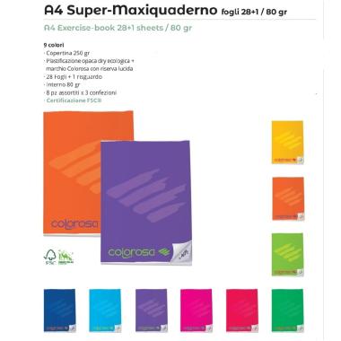 Maxiquaderno colorosa 80gr 28+1fg 5mm