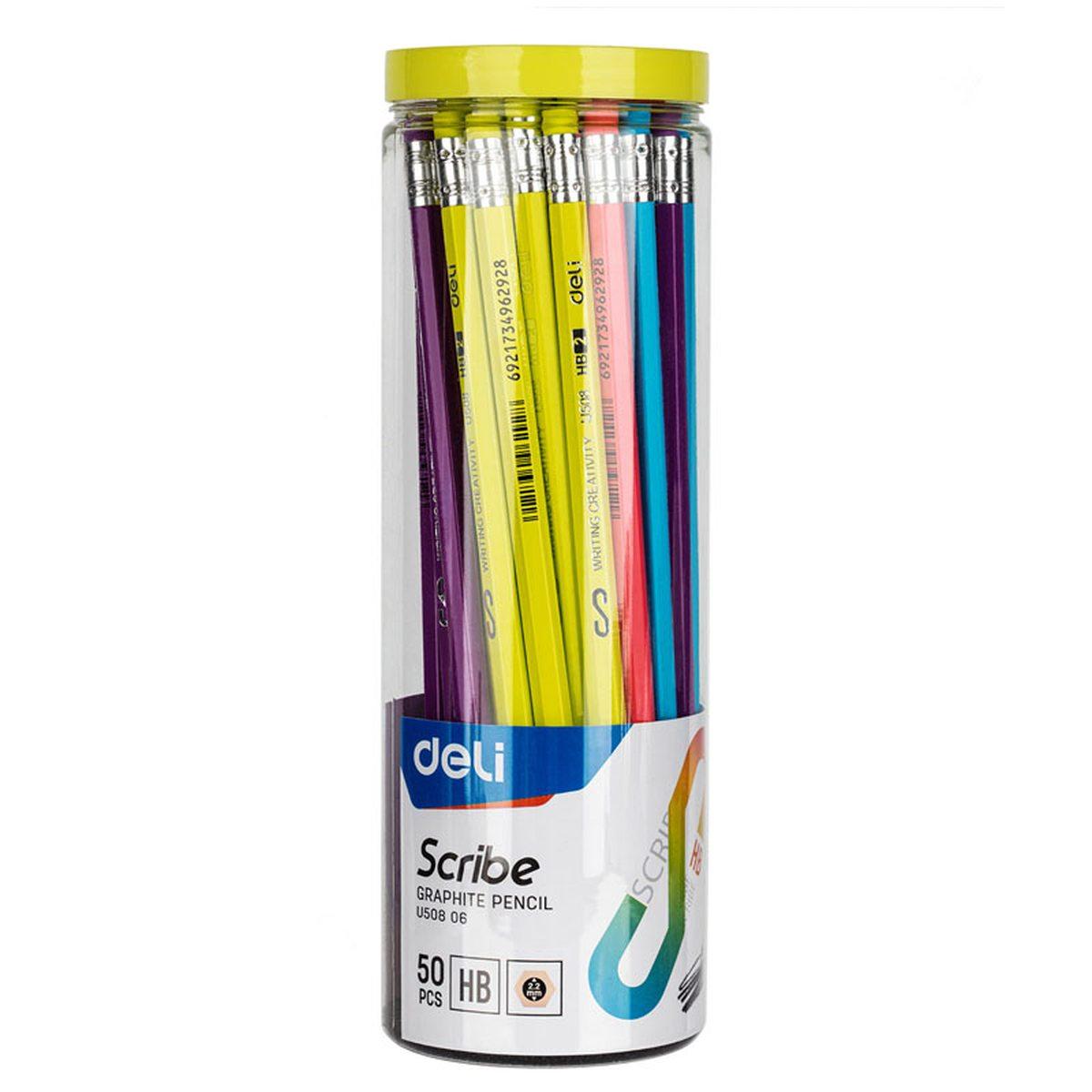 Tubo 50 matite c/gomma hb scribe deli
