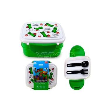 Porta pranzo bento con posate e chiusura a clip minecraft
