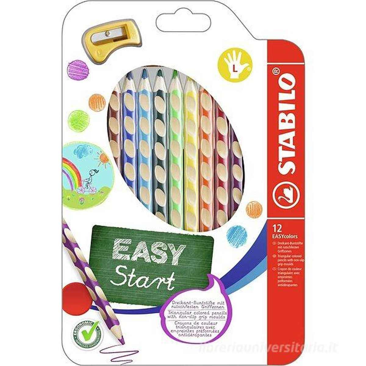 Stabilo pastelli easy color per mancini 12 pz
