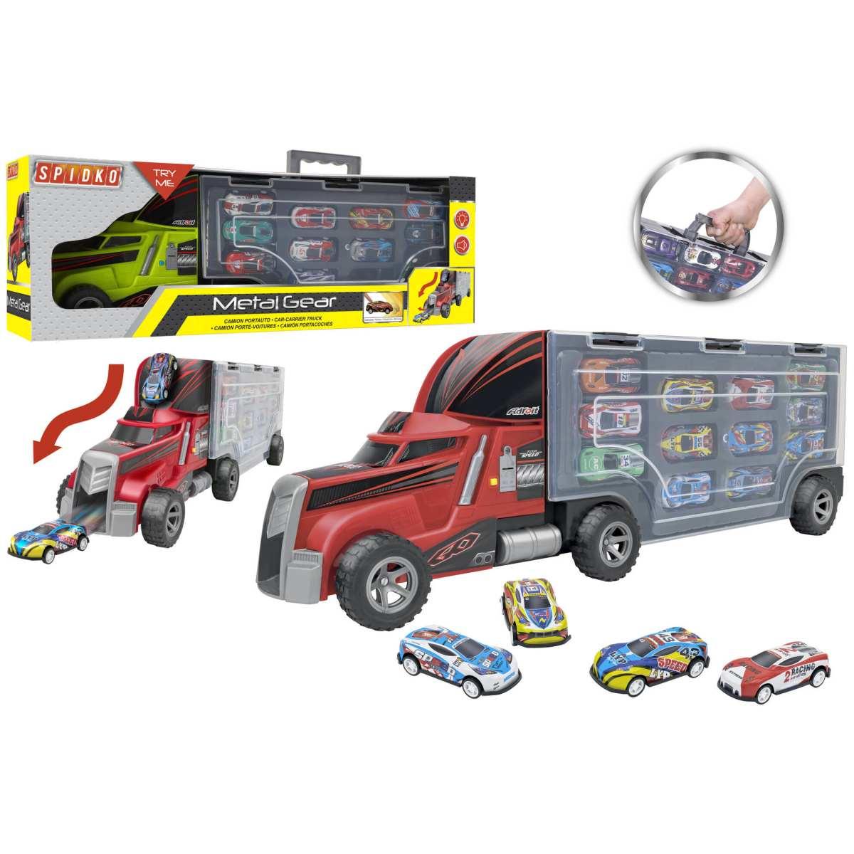 Camion portauto b/o c/12auto metallo try me 2 col
