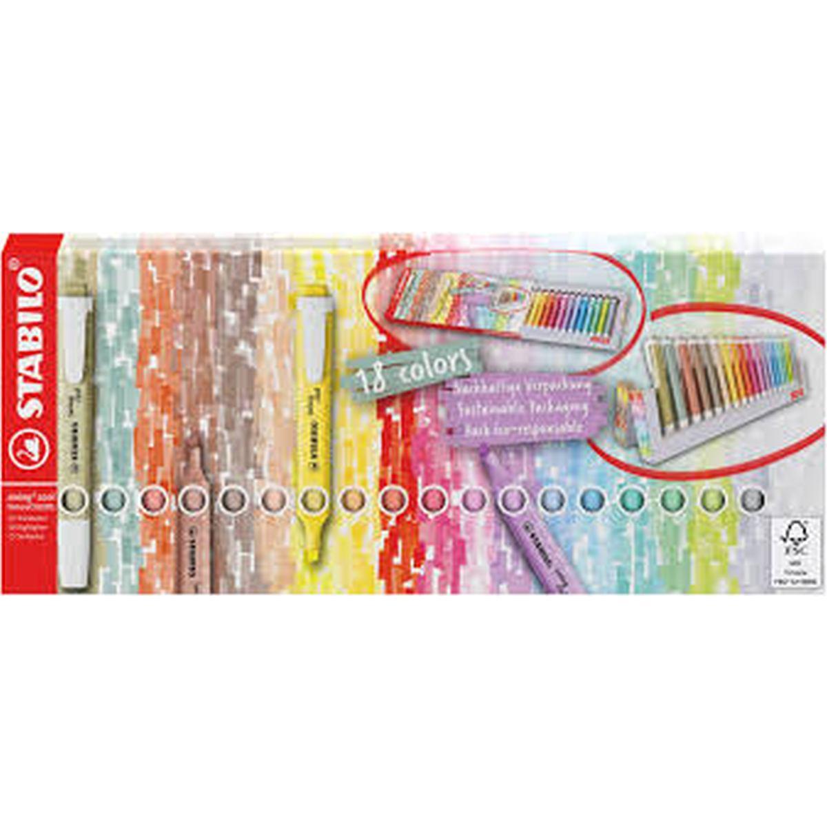 Stabilo swing cool 12 pastel+ 6 natur set da 18 scrivania