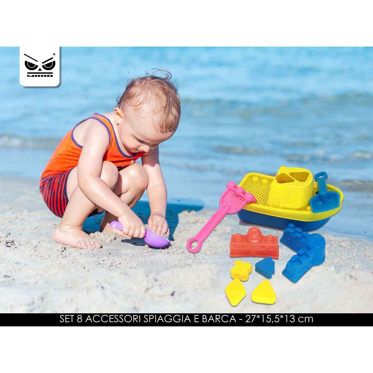 Set 4 accessori spiaggia e secchiello small quadrato