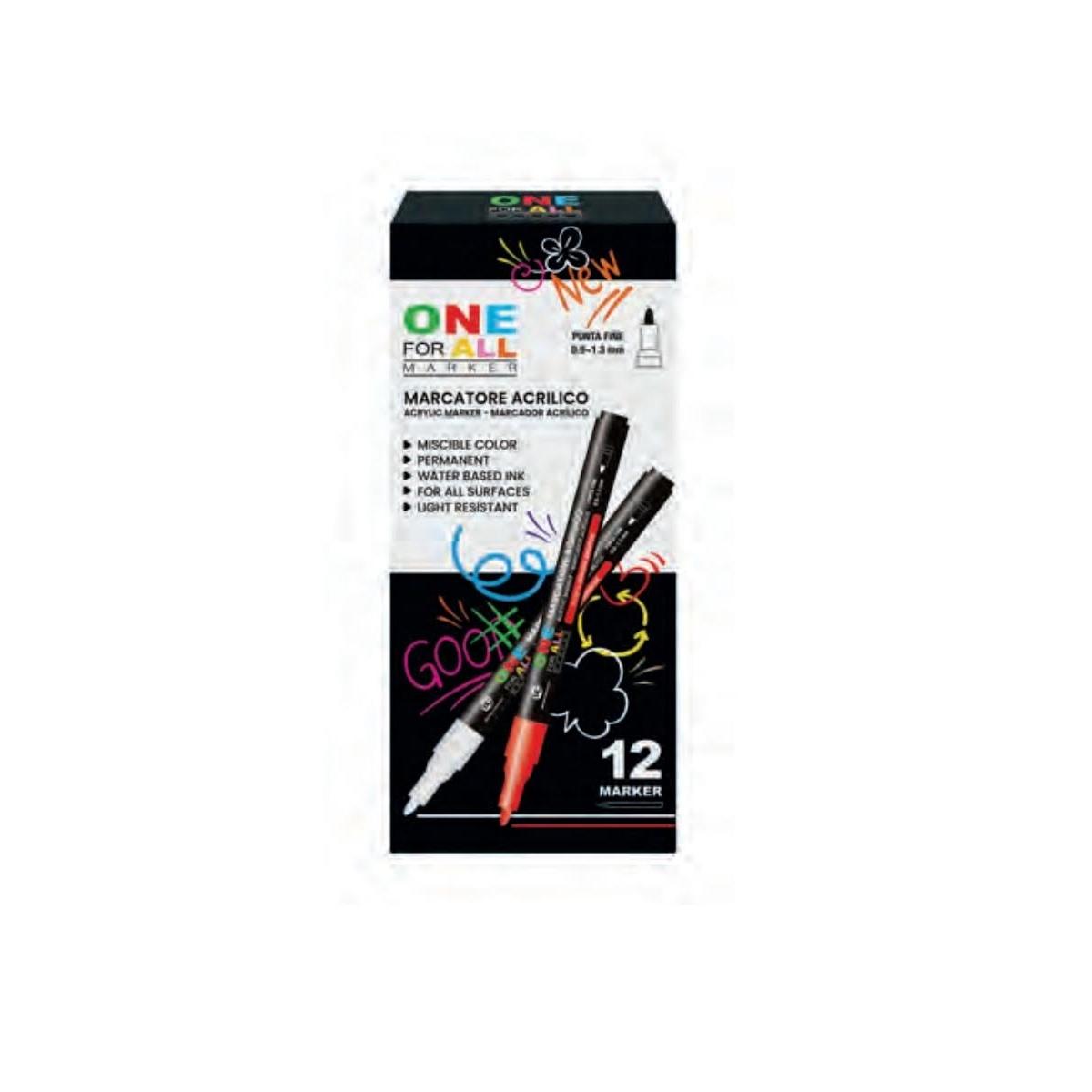 Marcatore acrilico one for all 12pz