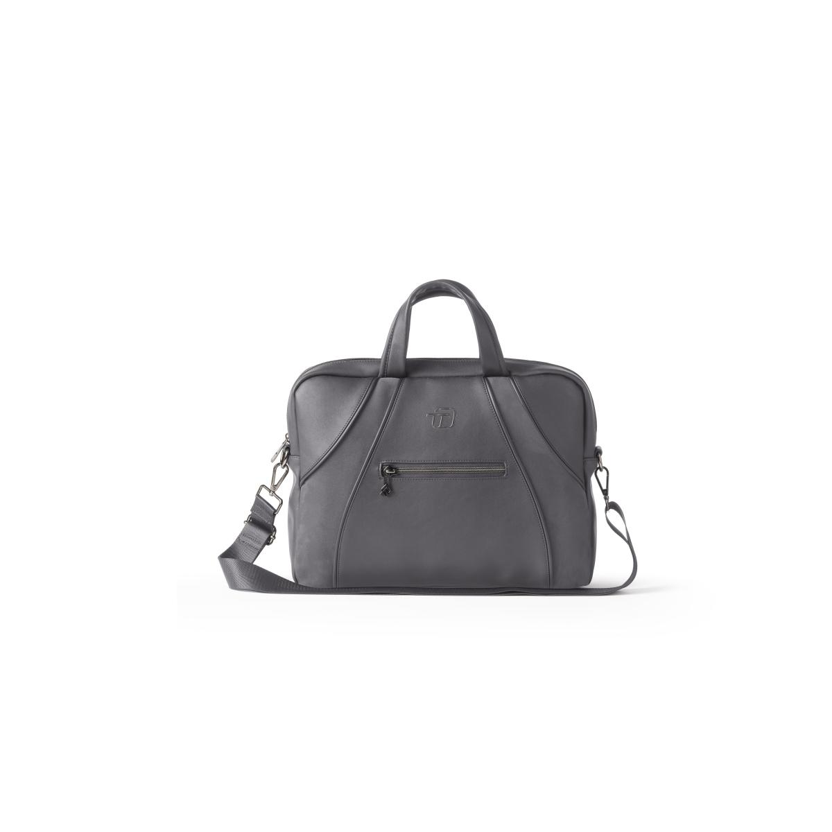 Borsa 2 manici slim velvet in similpelle e microfibra grigio