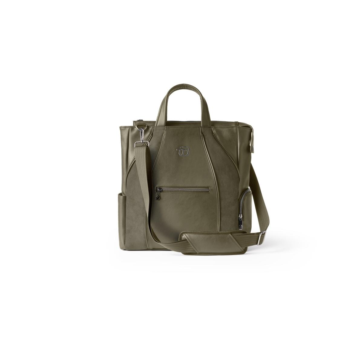 Borsa tote bag velvet in similpelle e microfibra verde oliva