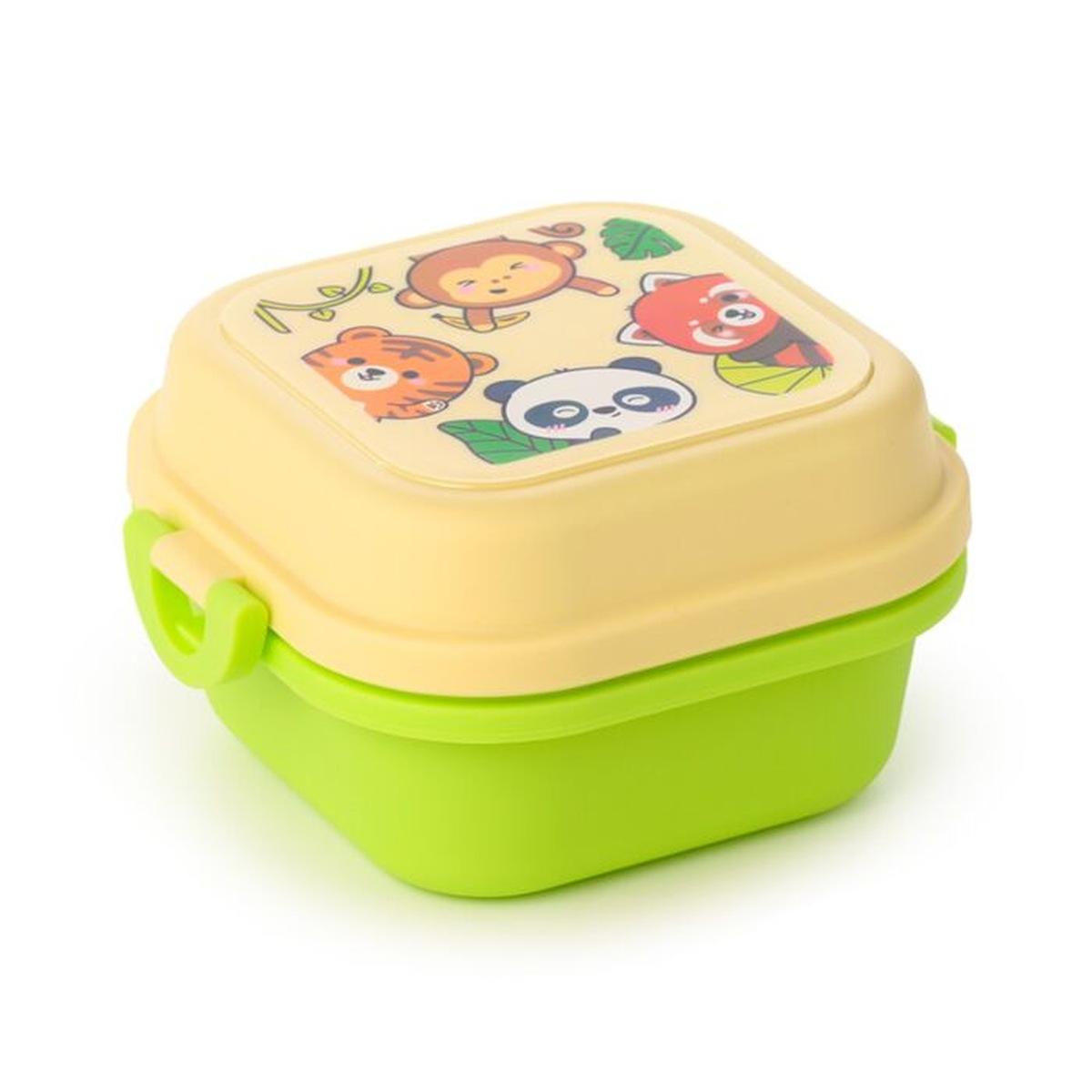 Porta pranzo bento con posate e chiusura a clip animali dolci