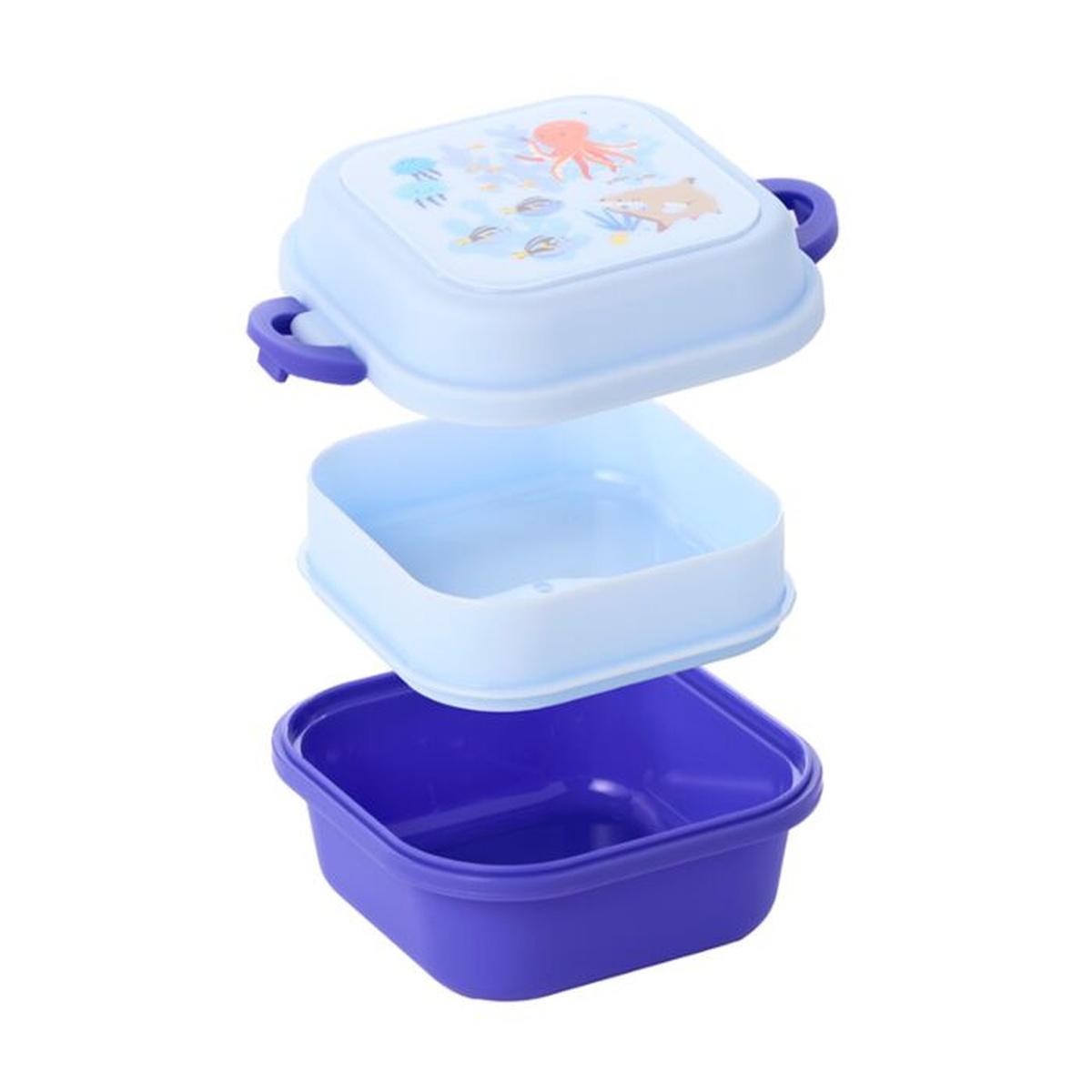 Porta pranzo bento con posate e chiusura a clip animali marini