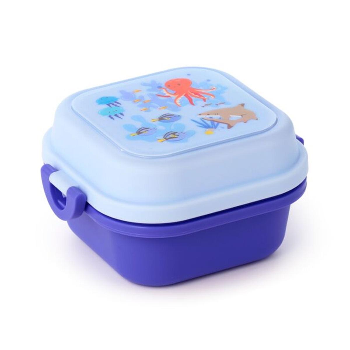 Porta pranzo bento con posate e chiusura a clip animali marini