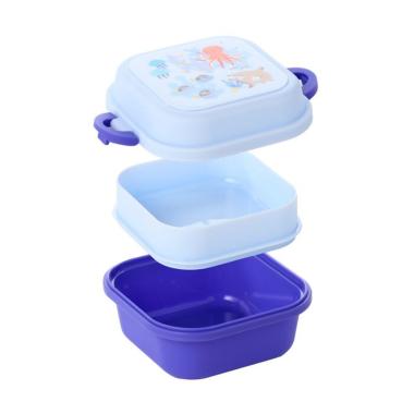 Porta pranzo bento con posate e chiusura a clip animali marini