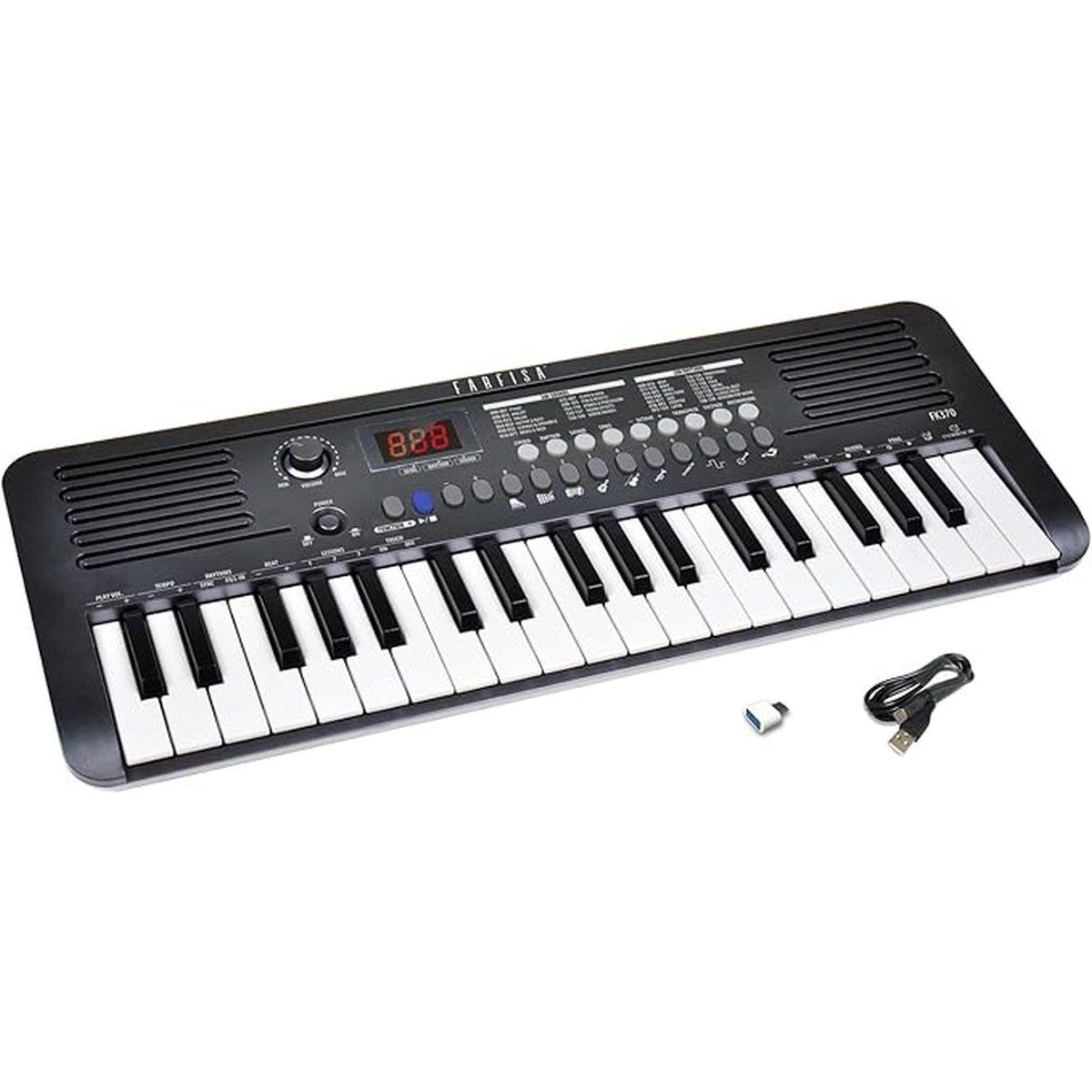 Tastiera Elettronica Professionale MIDI a 37 Tasti con Funzione Touch, con Presa USB-C e Uscita per Cuffie, 49x18,5x5,5cm