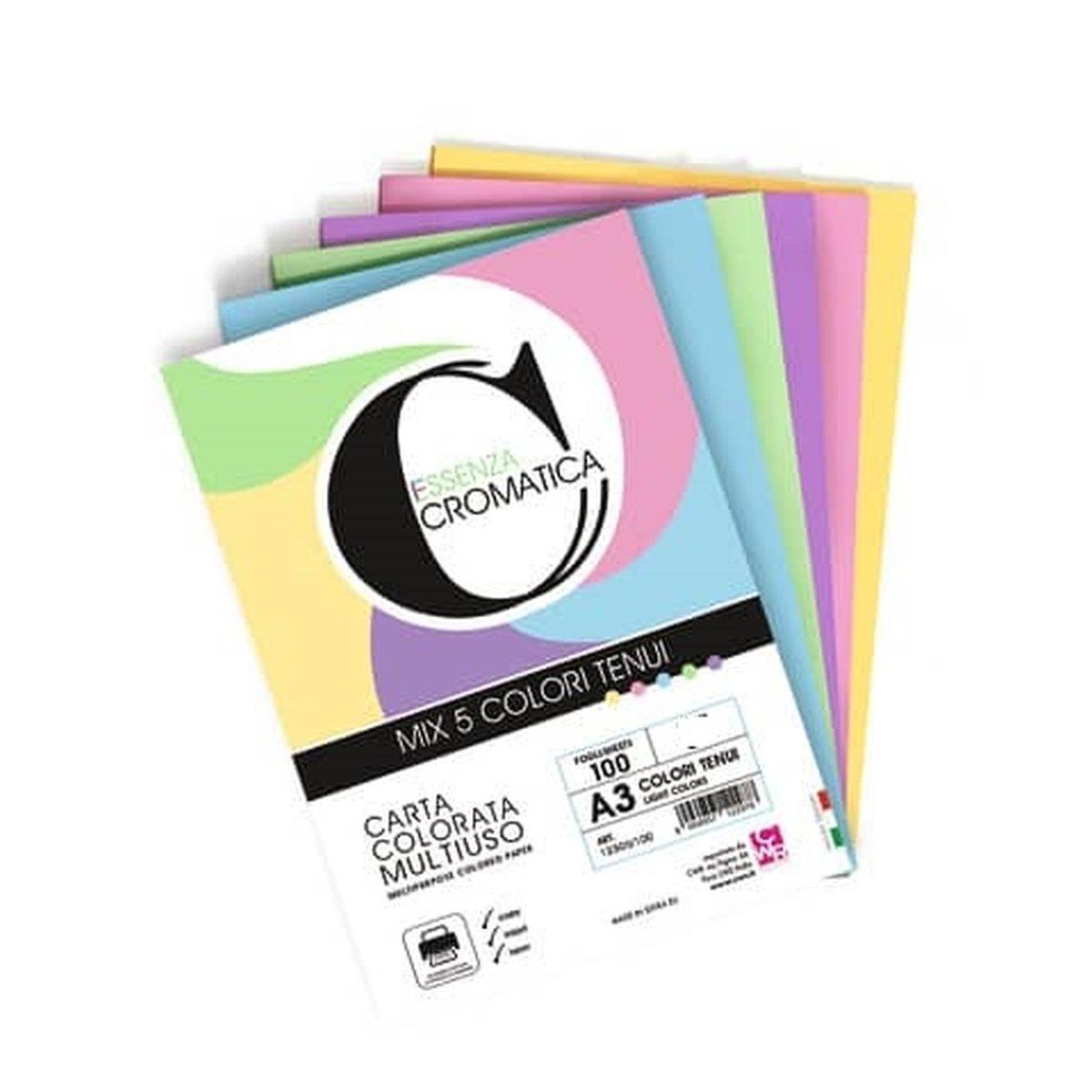Carta a3 160gr col. tenui ass. 100fg cromatica