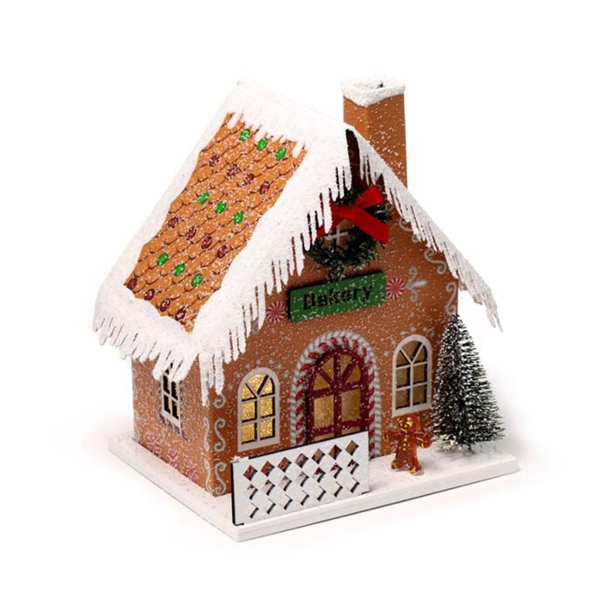 Casetta decorativa per natale con led pan di zenzero pasticceria