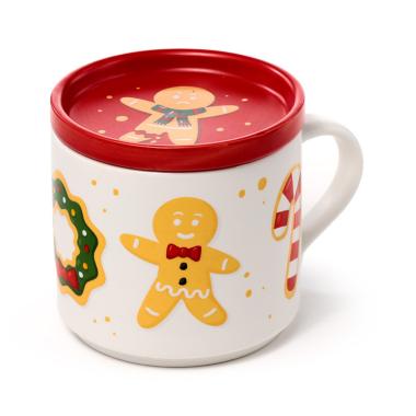 Set Tazza in Porcellana e Sottobicchiere/Coperchio - Baker Street Natale