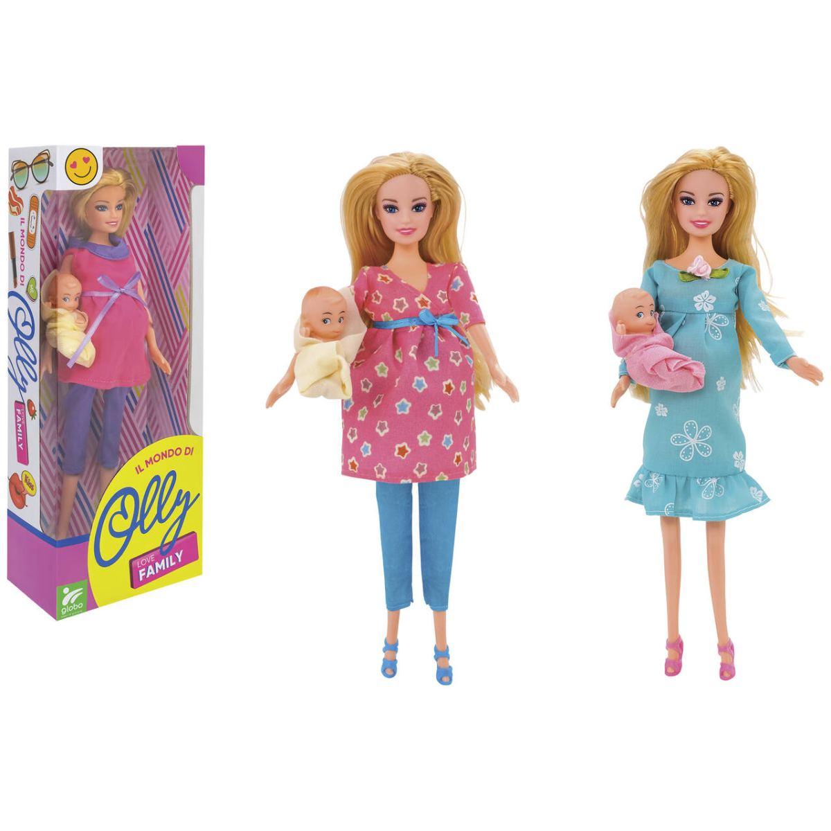 Fashion doll incinta c/un bambino 29cm 3ass