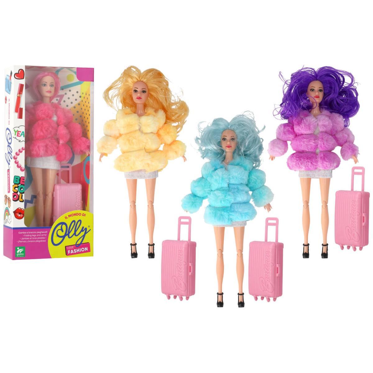 Fashion doll c/pelliccia e accessorio 4 ass.