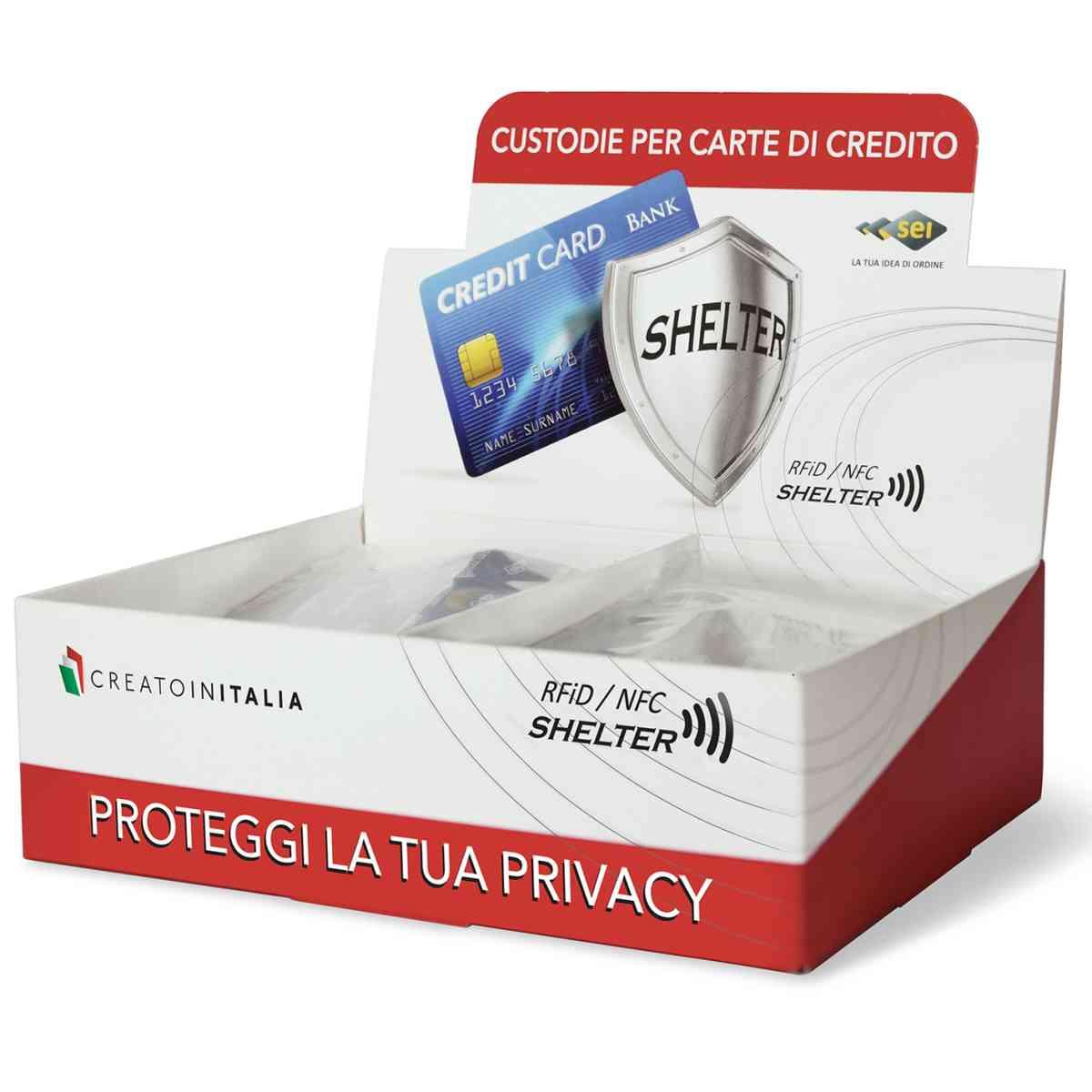 CUSTODIE PER CARTE DI CREDITO SHELTER C1 A CF100  Per proteggere i tuoi dati personali.