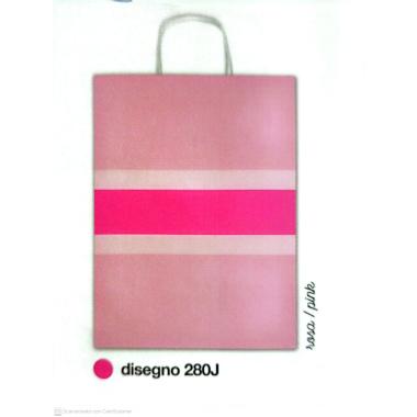 Borse con cordoncino allegra colorato f.to 26x12x36 tinta unita bicolor rosa