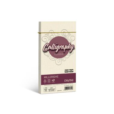 Calligraphy lino 11x22 25 buste 120gr. avorio