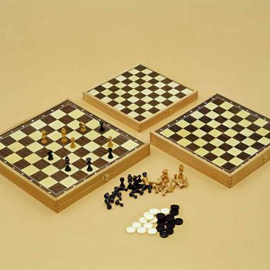 Dama in legno 30x30 con scacchi in plastica e pedine in legno