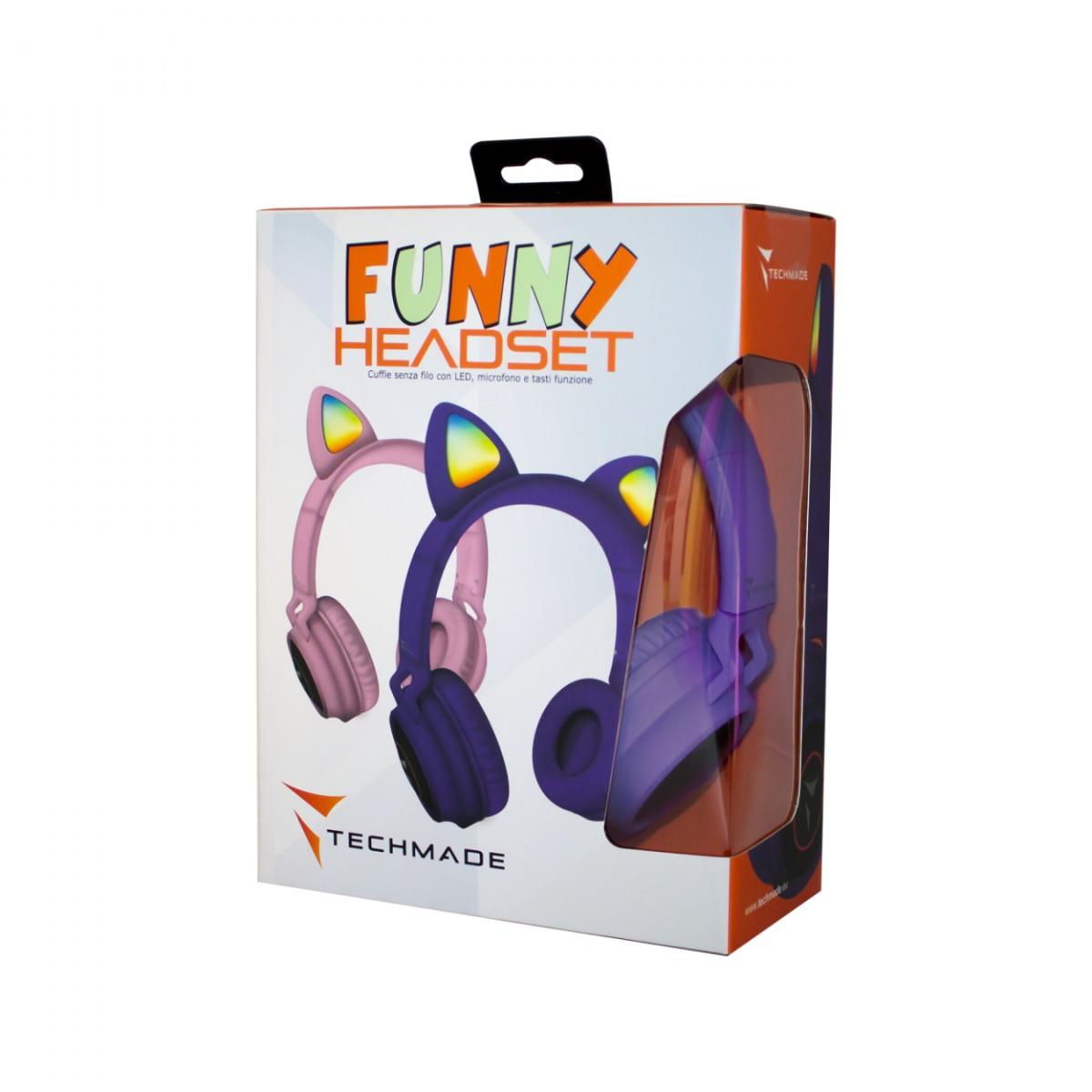 Cuffie senza filo funny led purple