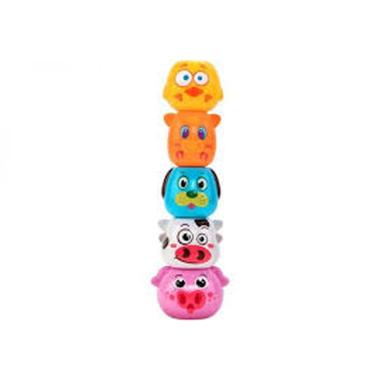 Animali torre impilabile 5pz c/palline