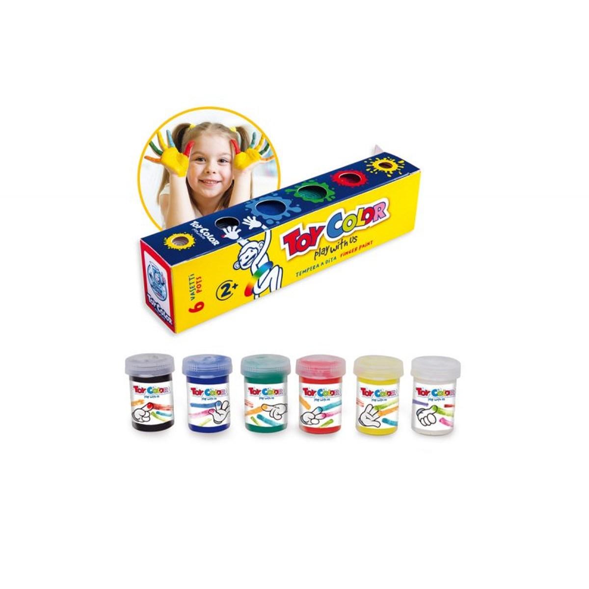 Confezione 6 vasetti 25ml tempera a dita