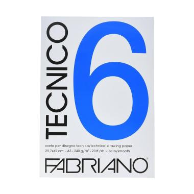 Blocco fabriano tecnico 6 liscio a3 20fg 240gr