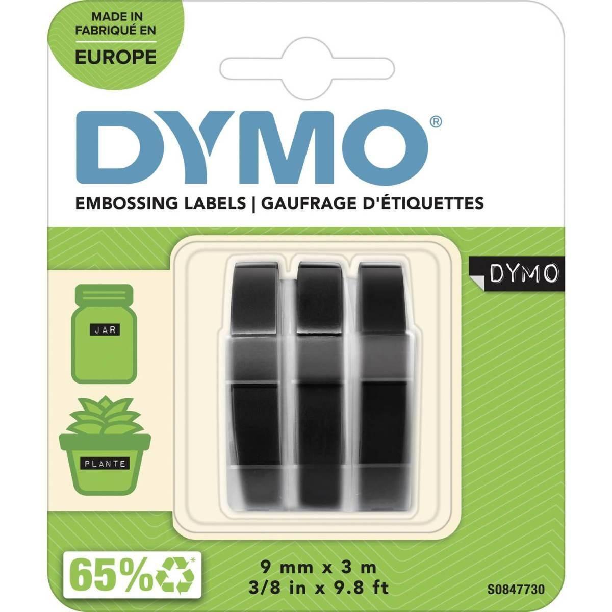 Nastro a rilievo 9mmx3m in blister 3pz nero