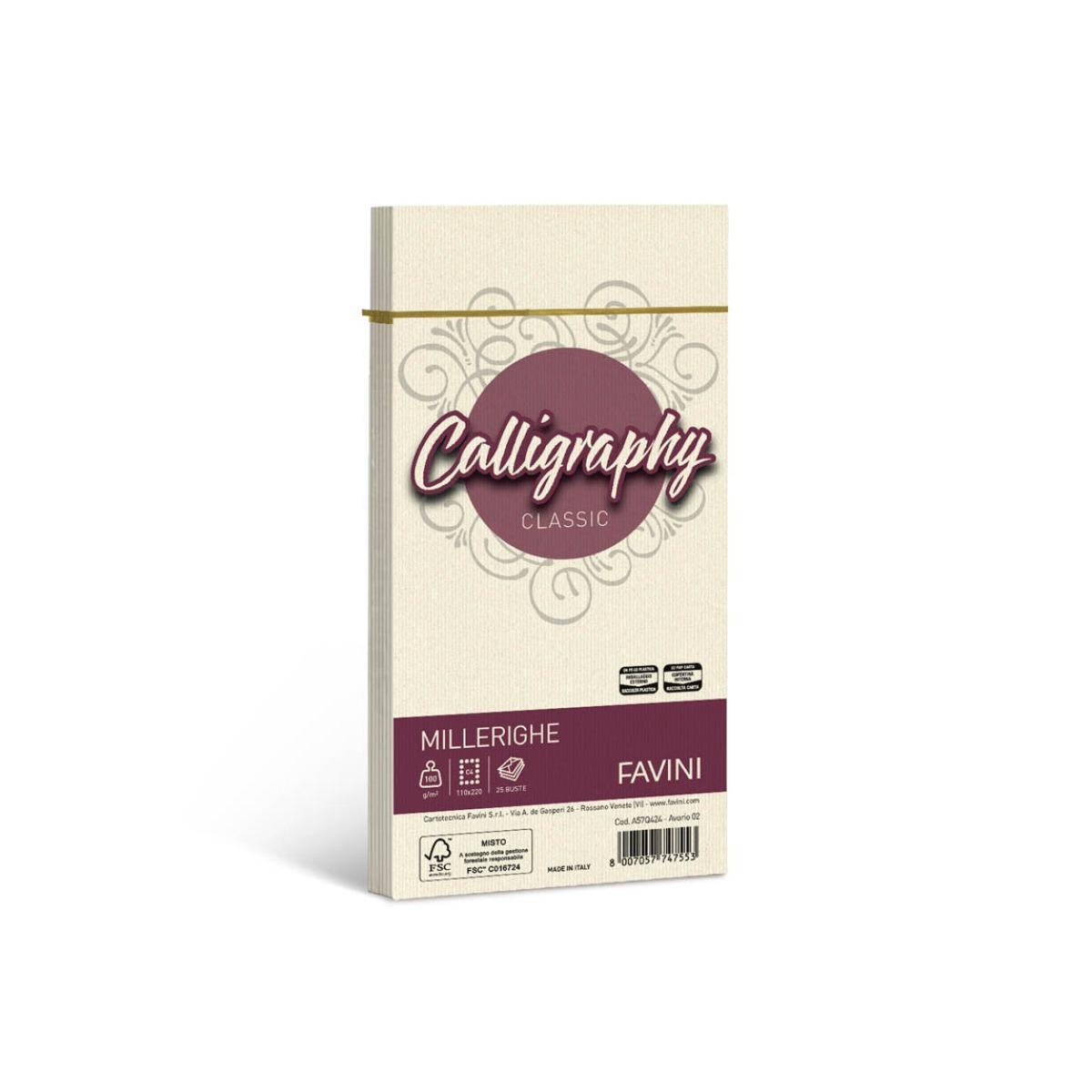 Calligraphy millerighe 25pz 11x22 avorio